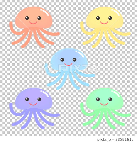 デフォルメされたクラゲのイラスト デフォルメされたクラゲのイラスト 88591613