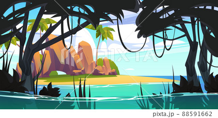 Island in ocean, uninhabited secret pirate isle 88591662