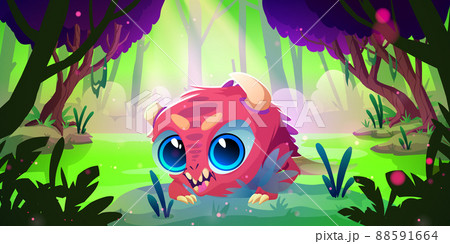 Cute baby monster cartoon character, funny alien Cute baby monster cartoon character, funny alien 88591664