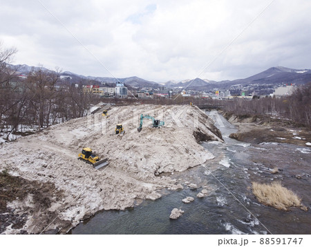 雪堆積場の様子(空撮) 雪堆積場の様子(空撮) 88591747