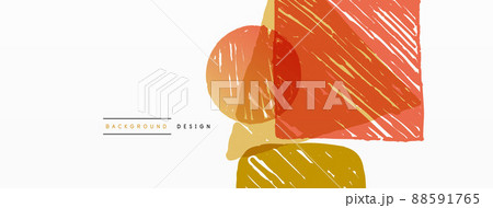 Abstract background. Hand drawn geometric shape - square, circle and triangle. Craft business concept template for wallpaper, banner, background or landing 88591765
