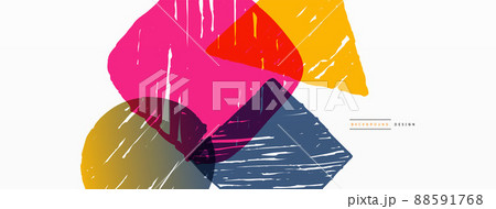 Abstract background. Hand drawn geometric shape - square, circle and triangle. Craft business concept template for wallpaper, banner, background or landing 88591768