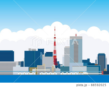 東京 東京タワー 入道雲 夏イメージ 東京 東京タワー 入道雲 夏イメージ 88592025