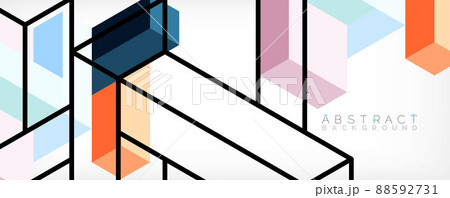 Abstract background. 3d cubes, cubic elements and blocks. Techno or business concept for wallpaper, banner, background, landing page Abstract background. 3d cubes, cubic elements and blocks. Techno or business concept for wallpaper, banner, background, landing page 88592731