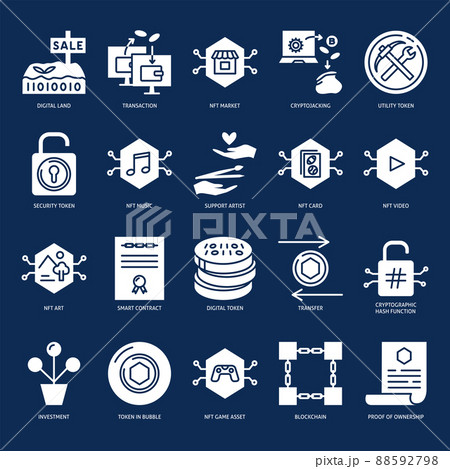 NFT technology icon set in flat style NFT technology icon set in flat style 88592798