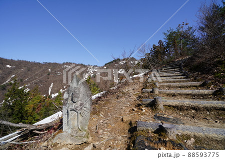 2022年4月8日　新潟県六日町　坂戸山を薬師尾根から下山中に見える坂戸山山頂付近 88593775