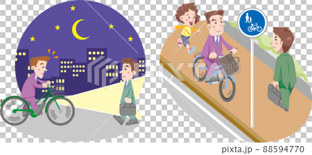 自行車<交通規則/夜燈和人行道交通/商人> 88594770