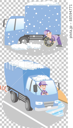 Traffic safety <Chain mounting & road freezing / truck driver> 88594771