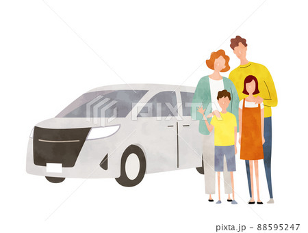 ベクターイラスト素材:車と家族 ベクターイラスト素材:車と家族 88595247