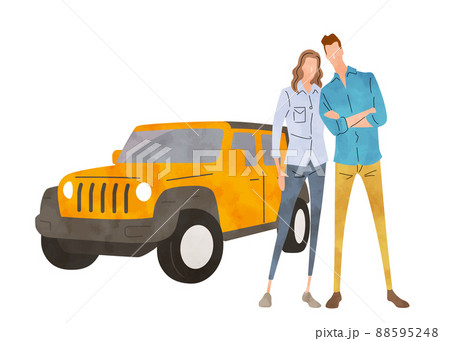 ベクターイラスト素材：車とカップル 88595248