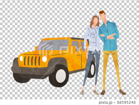 ベクターイラスト素材：車とカップル 88595248