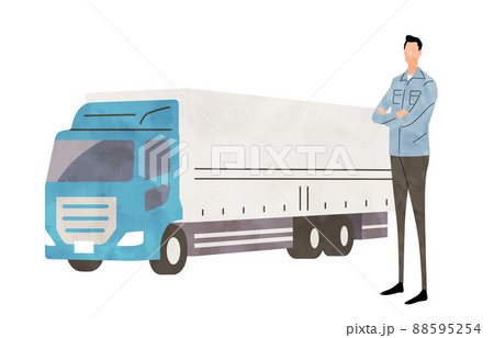 ベクターイラスト素材:トラックと運転手 ベクターイラスト素材:トラックと運転手 88595254