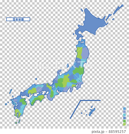 Map of Japan, Japanese archipelago I tried to color-code by color on a rainy day (plain) 88595257