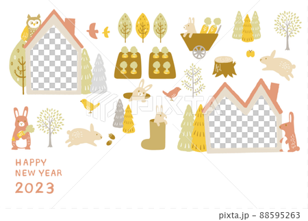 2023 New Year's card Forest Rabbit Photo Frame 88595263
