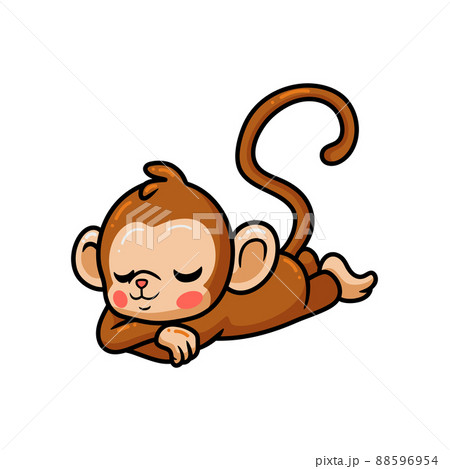 Cute baby monkey cartoon sleeping Cute baby monkey cartoon sleeping 88596954