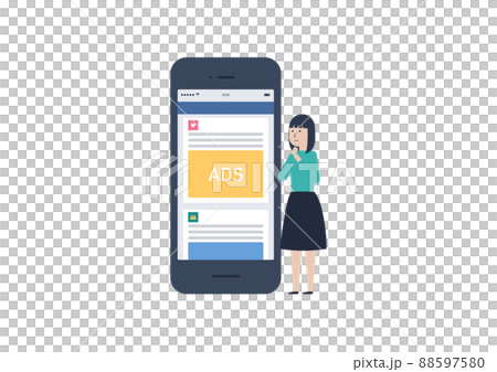 SNSとインフィード広告のイラスト素材 88597580
