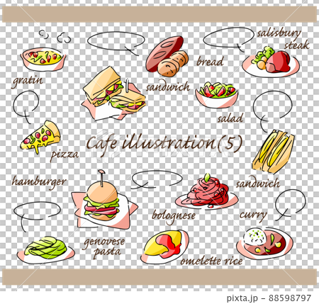 咖啡廳菜單的手繪插圖集⑤ 88598797