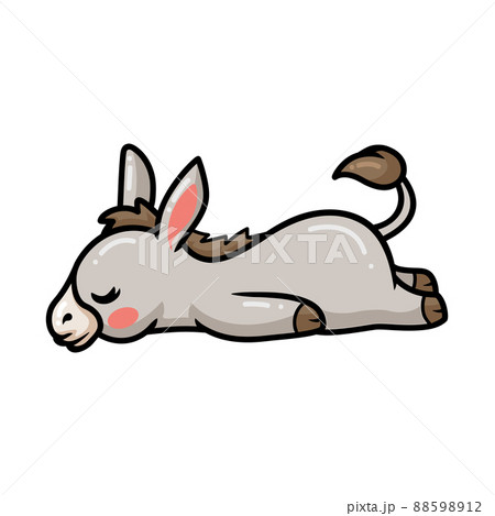 Cute baby donkey cartoon sleeping	 88598912