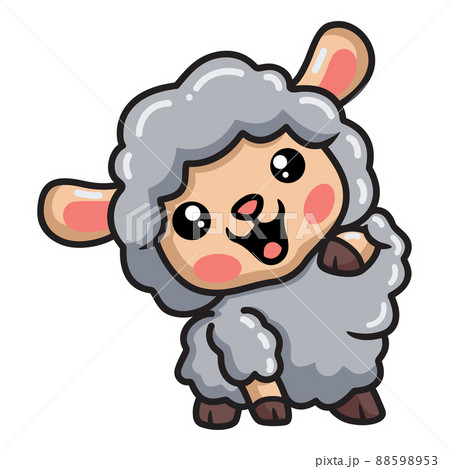 Cute baby sheep cartoon posing	 88598953