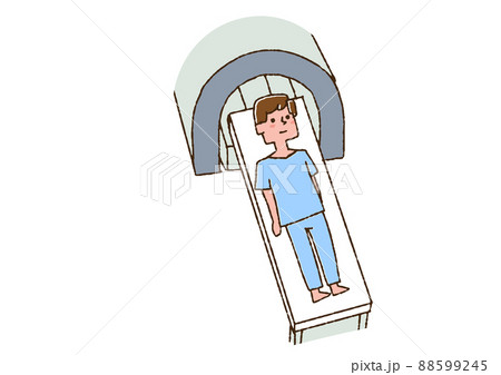 脳ドッグを受ける男性 コミカルな手書きの人物 ベクター、線画にカラー 脳ドッグを受ける男性 コミカルな手書きの人物 ベクター、線画にカラー 88599245