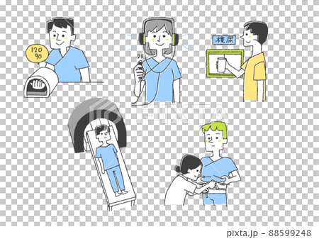 健康診断、人間ドッグに関するイラストセット2 コミカルな手書きの人物 ベクター、線画にカラー 健康診断、人間ドッグに関するイラストセット2 コミカルな手書きの人物 ベクター、線画にカラー 88599248