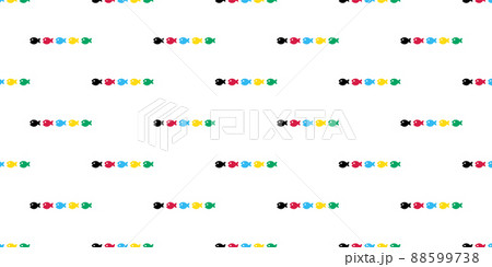 fish Seamless pattern vector tuna salmon shark cartoon pet dolphin whale sea ocean repeat wallpaper tile background gift wrapping paper animal illustration doodle design scarf isolated 88599738