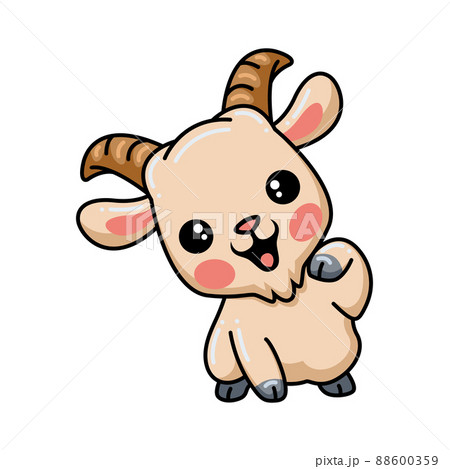 Cute baby goat cartoon posing	 88600359