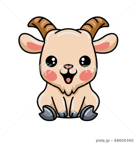 Cute baby goat cartoon sitting	 88600360