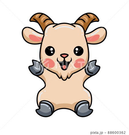 Cute baby goat cartoon raising hands	 88600362