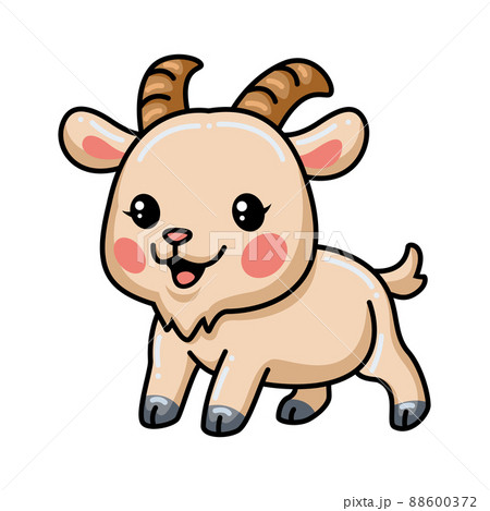 Cute baby goat cartoon posing	 88600372