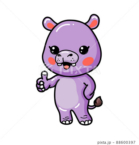 Cute baby hippo cartoon giving thumb up Cute baby hippo cartoon giving thumb up 88600397