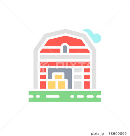Vector farm house landscape white line icon. Symbol and sign illustration design. Vector farm house landscape white line icon. Symbol and sign illustration design. 88600896