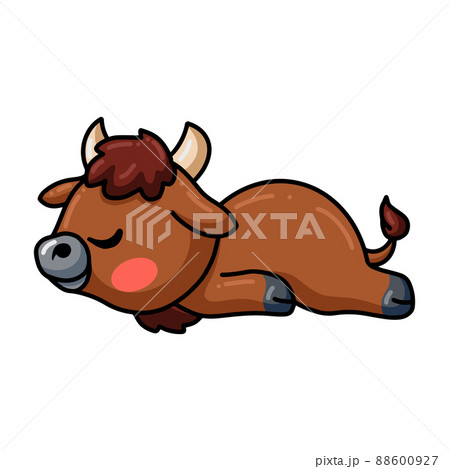 Cute baby yak cartoon sleeping	 88600927