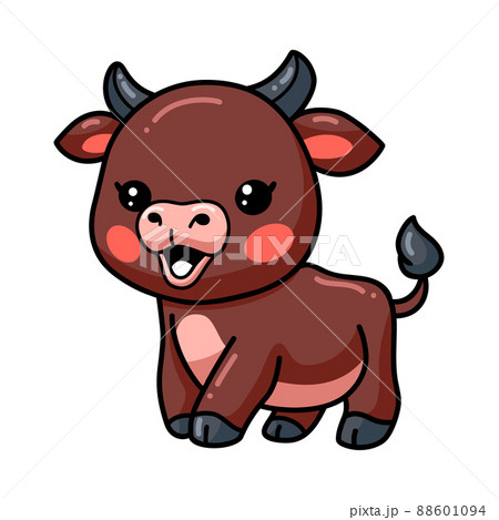 Cute happy baby bull cartoon	 88601094