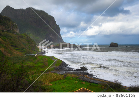 Coast and cliffs near Santana in the Madeira Islands, Portugal Coast and cliffs near Santana in the Madeira Islands, Portugal 88601158
