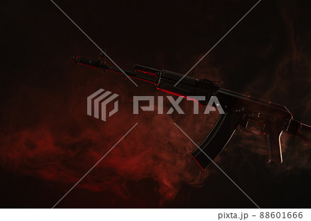 kalashnikov assault rifle in smoke 88601666
