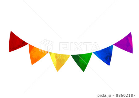 カラフルな虹色の切り抜き素材_旗のガーランド_LGBT_LGBTQのイラスト