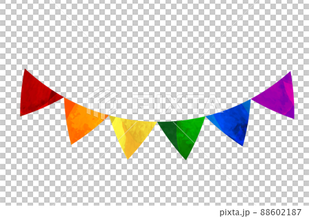 カラフルな虹色の切り抜き素材_旗のガーランド_LGBT_LGBTQのイラスト