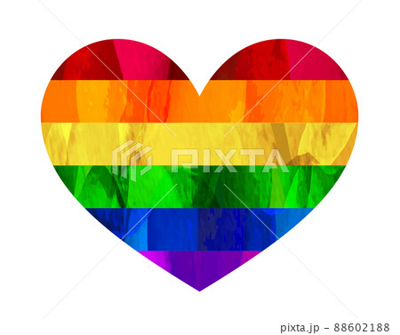 カラフルな虹色の切り抜き素材_ハートのイラスト_LGBT_LGBTQ カラフルな虹色の切り抜き素材_ハートのイラスト_LGBT_LGBTQ 88602188