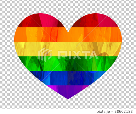 カラフルな虹色の切り抜き素材_ハートのイラスト_LGBT_LGBTQ カラフルな虹色の切り抜き素材_ハートのイラスト_LGBT_LGBTQ 88602188