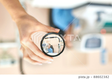 ophthalmologist medical patient. Eye clinic treatment. Hospital optics 88602382