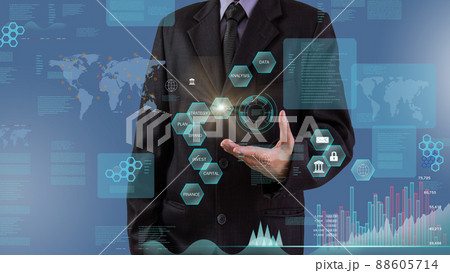 Stock market or forex trading graph and candlestick chart suitable for financial investment concept. Economy trends background for business idea and all art work design. Abstract finance background. 88605714