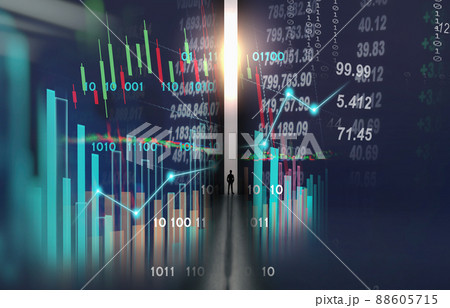 Stock market or forex trading graph and candlestick chart suitable for financial investment concept. Economy trends background for business idea and all art work design. Abstract finance background. 88605715