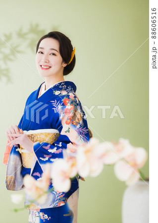 青い訪問着　 88606516