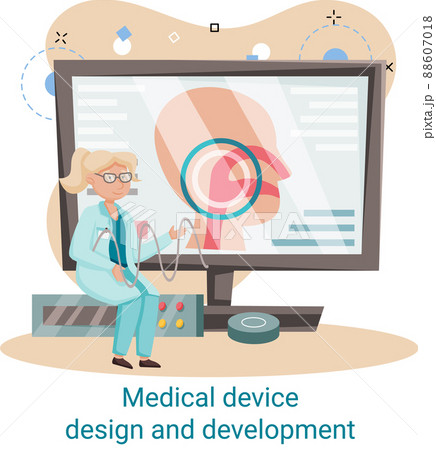Medical device design and development banner with scientist develop equipment and experiment metaphor Medical device design and development banner with scientist develop equipment and experiment metaphor 88607018