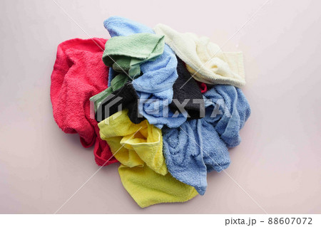 top view of stack of shower towel on table. top view of stack of shower towel on table. 88607072