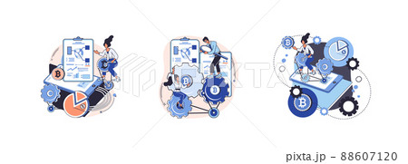 Cryptocurrency bitcoin mining metaphor, Blockchain technology. Cyber banking exchange procedures Cryptocurrency bitcoin mining metaphor, Blockchain technology. Cyber banking exchange procedures 88607120