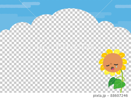 Natsuzora 和可愛的向日葵背景人物哭臉水平型 88607246