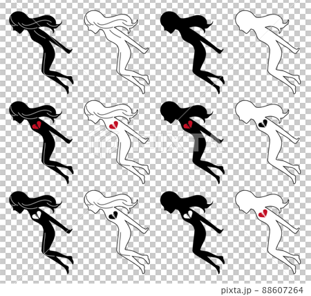 婦女投擲和跳心自殺的抽像人物剪影集 婦女投擲和跳心自殺的抽像人物剪影集 88607264