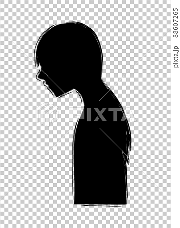 一個簡單女人的側身黑色剪影 88607265